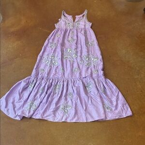 Calypso St. Barth Lilac Sleeveless Maxi Dress with Silver Embroidery